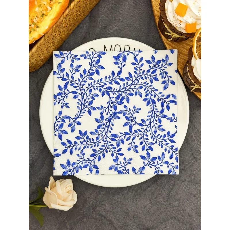 

40/60/80/100pcs Rapid Logistics Thickened Color Printing Napkin Square Facial Tissue Table Setting Celadon Napkins Paper Napkins