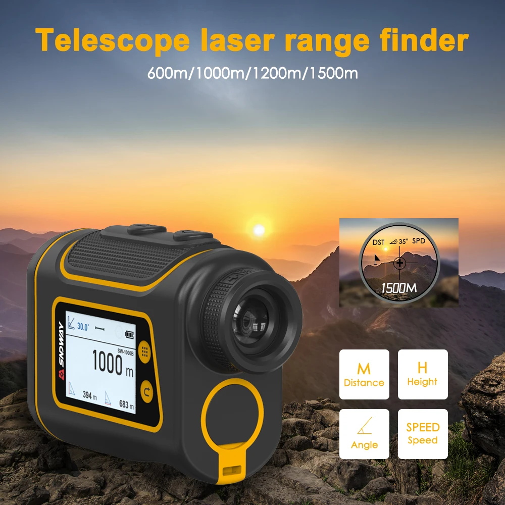 SNDWAY 1500M Telescope Laser Range Finder 600M 800M 1000M 1500M Monocular Laser Distance Meter for Hunting Digital Tape Measure