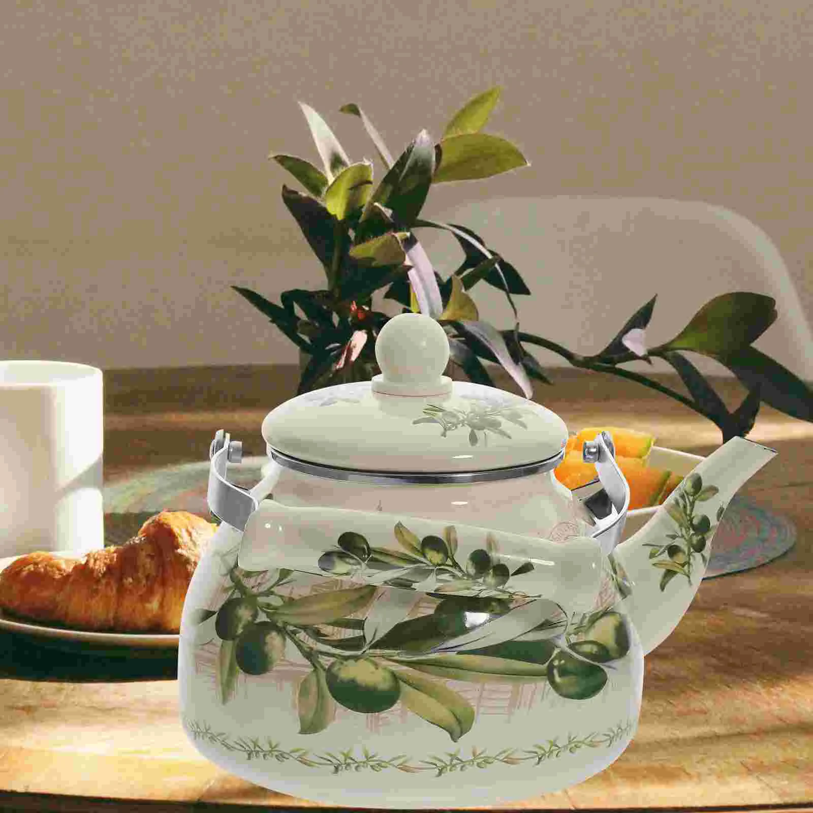 

Enamel Water Kettle Vintage Enamel Tea Kettle Tea Home Water Kettle Delicate Heating Teapot Decorative Enamel Teapot(2.8L)