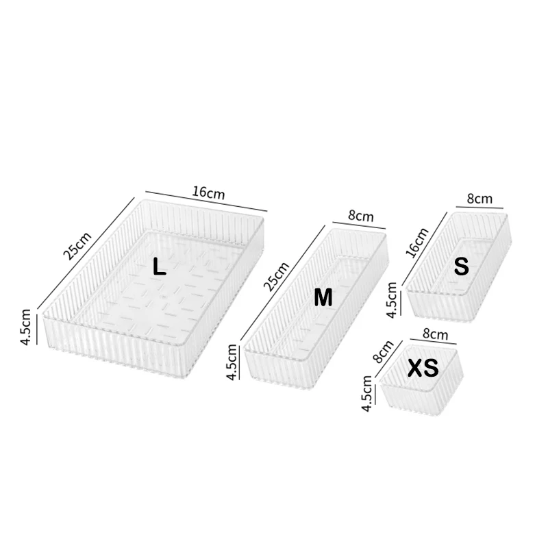 Plastic Transparent Cosmetics Storage Boxes Set Stackable Vanity Bathroom Makeup Organizer Bin Desktop Drawer Organizer 3