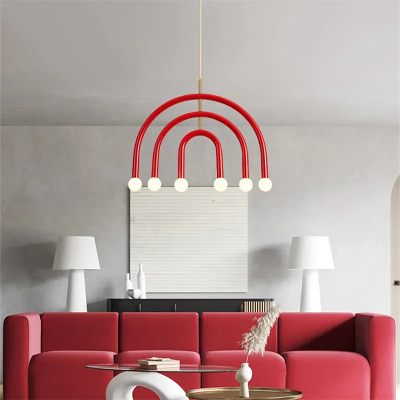 DIY Bauhaus color chandelier color blocking minimalist geometric chandelier hotel restaurant children's room lighting fixtures led chandelier ceiling chandelier led pendant light