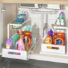 Under Sink Organizers and Storage,with Sliding Drawer 2 Tier Multi-purpose Bathroom Shelf Organizer for Kitchen Bathroom Storage 2
