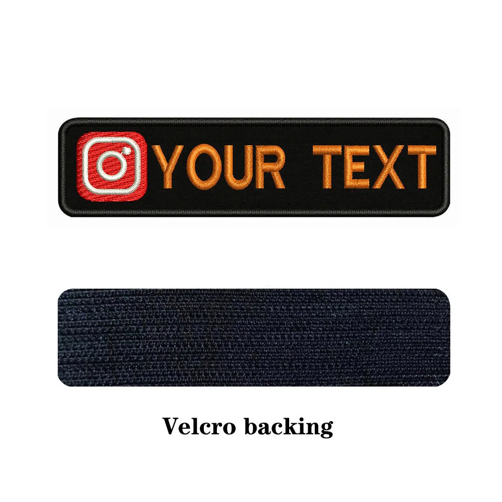 Instagram Logo 10X2.5cm Embroidery Custom Name Text Patch Stripes Badge Iron On Or Velcros Patches 