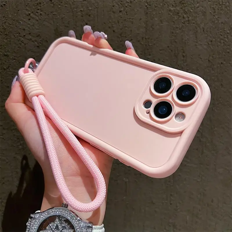 Luxury Colorful Lanyard Soft Phone Case - Shockproof Soft Cover