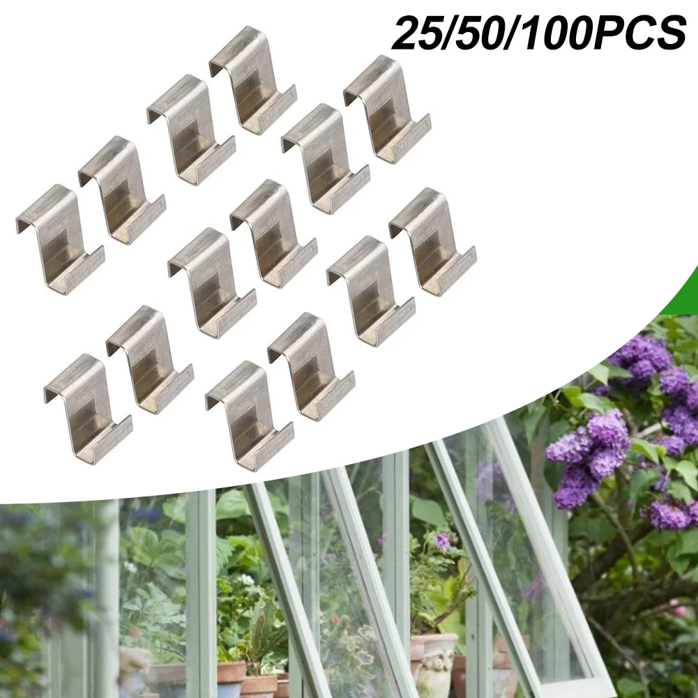 25/50/100pc Greenhouse Glazing Clips Metal Z Shape Glass Clips Greenhouse Fixed Tool Garden