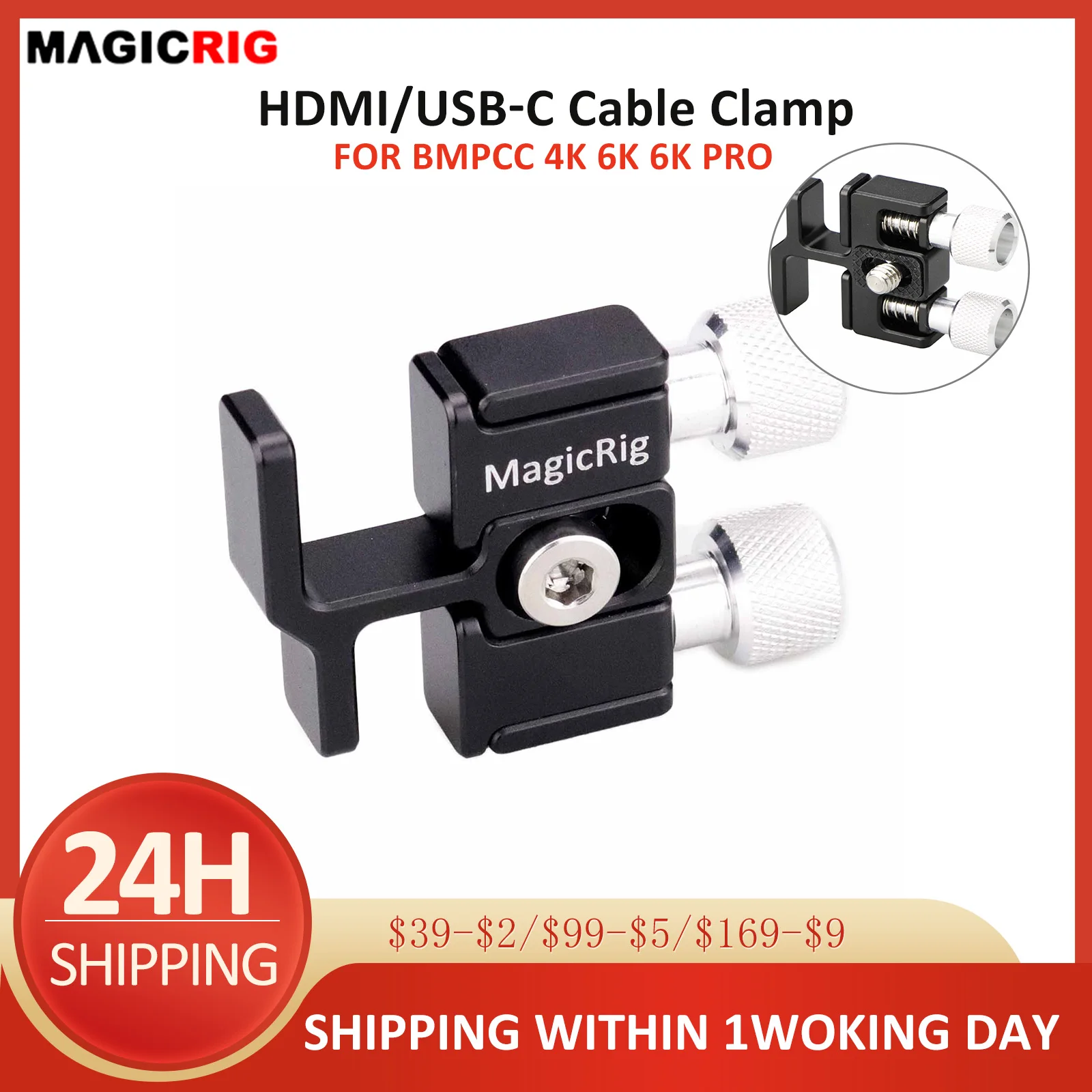 Magicrig para Bmpcc 6k Pro Cabo Usb-c Braçadeira de Cabo para Blackmagic Design Câmera de Cinema de Bolso Compatível para Bmpcc 4k & 6k Gaiola