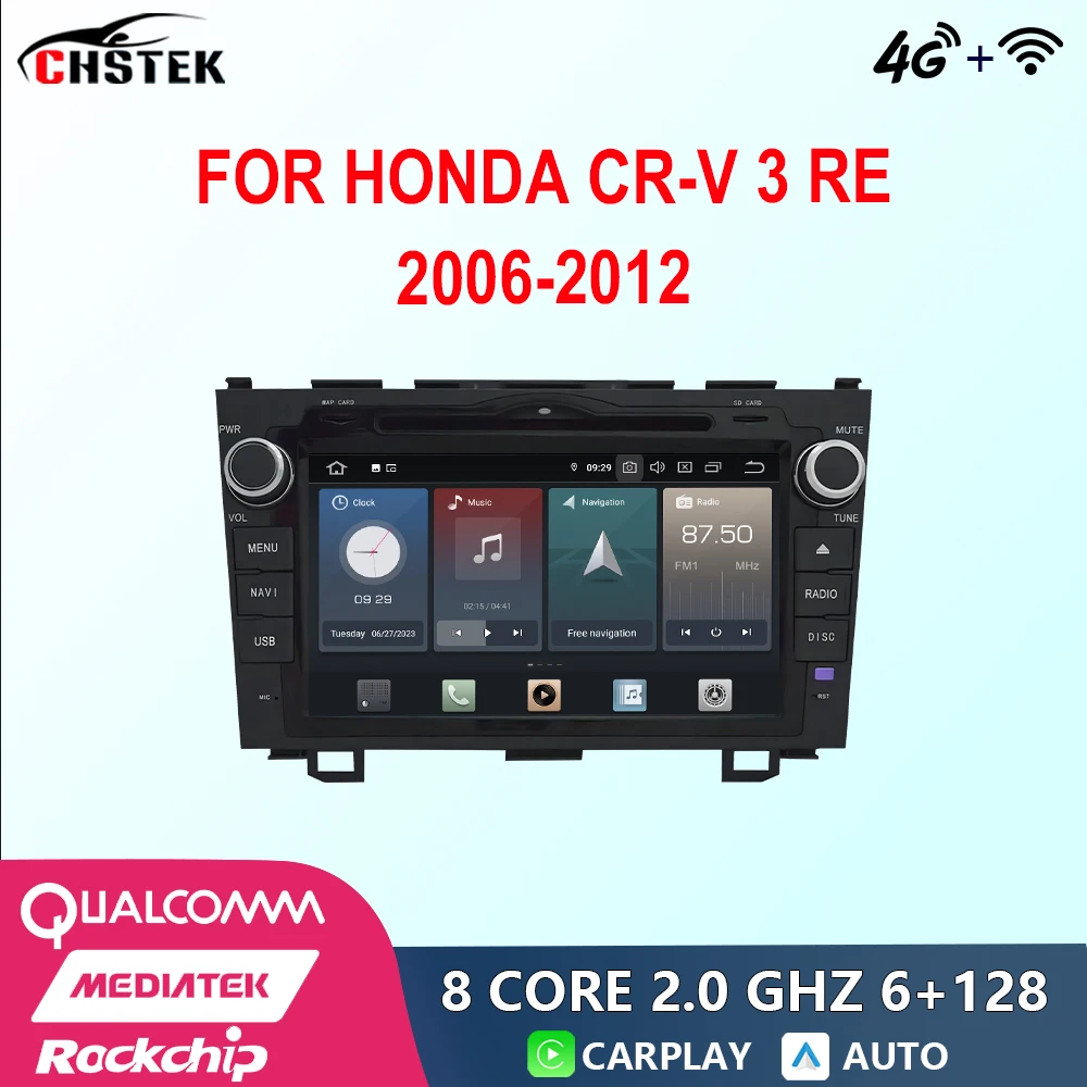 

Автомобильный радиоприемник CHSTEK, 8 дюймов, 2 Din, Android 12, для Honda CR-V CRV 3 RE 2006-2012, Qualcomm, Bluetooth, DVD, CarPlay, Wi-Fi, 4G, GPS, DSP, Авторадио