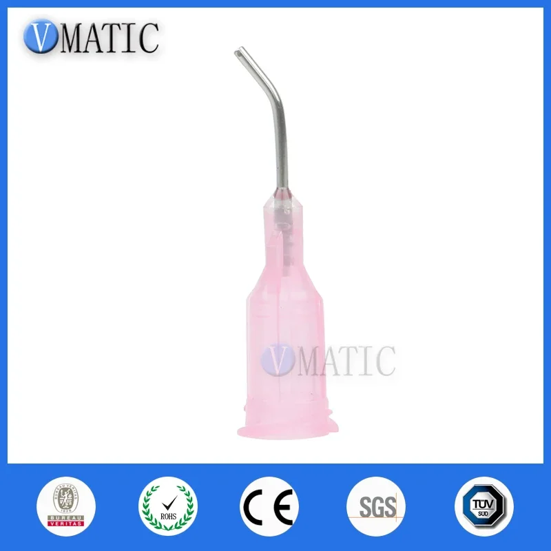 100Pcs 20G Pink 0.5'' Tube 45 Degree Bend Bent Dispensing Blunt End Stainless Steel Needle Tips 1/2 Inch