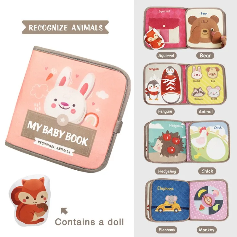 Montessori Busy Book Baby Early Education Book Animal Cognitive Cloth Books Puzzle Toy Repeated Paste Books & Sensory toys 4