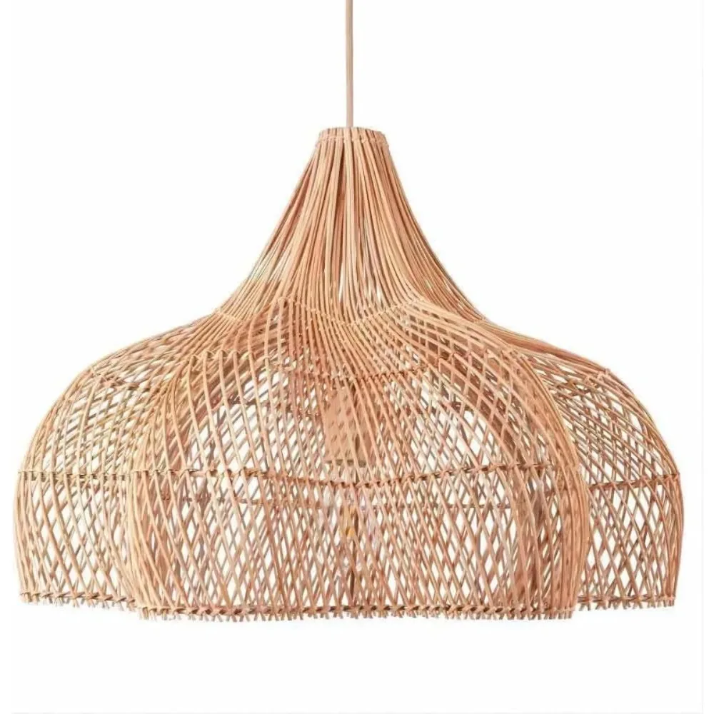 JOYINLED Bohemian Handmade Rattan Decorative Pendant Light Creative Shaped Lampshade 60cm for Living Room Bedroom Dining Room