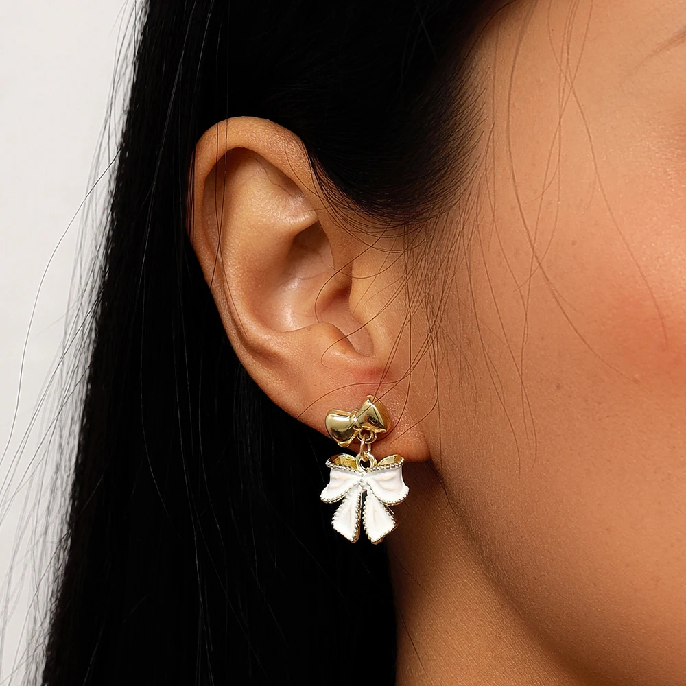Aihua Elegante Luxus-Ohrringe mit rosa Schleife für Damen, temperamentvolle Perlen-Hängeohrringe, für Mädchen, Party, Hochzeit, Schmuck, Geschenke – Detail 4