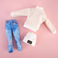 1 ensemble mode enfants cadeau jouet poupée accessoires vêtements d'hiver pulls tenue décontracté chapeaux poupées pantalons fille vêtements 2