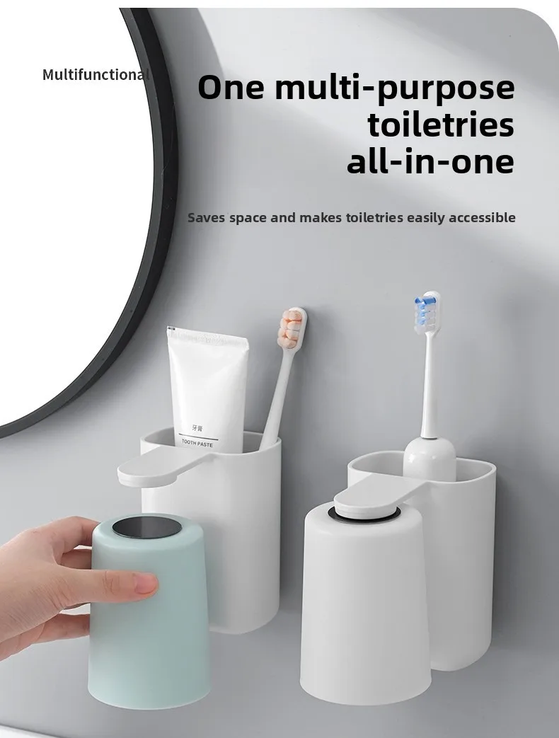 Bicchiere per collutorio magnetico con supporto a parete bagno_voghion.com