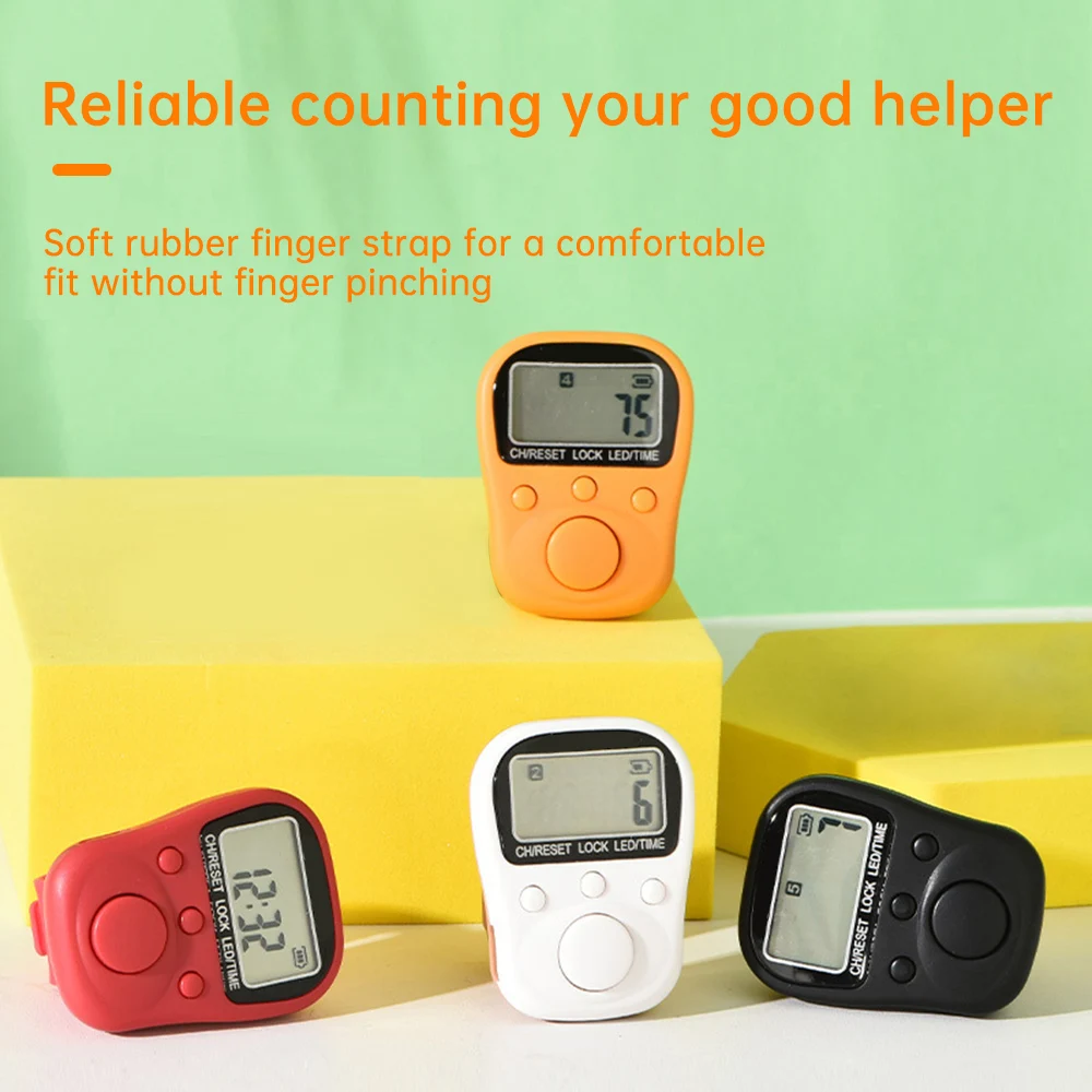 Description Picture 2 of item7 Channel Counters Plastic Shell Hand Finger Display Manual Counting Tally Clicker Color Shell Timer Soccer Golf Counter