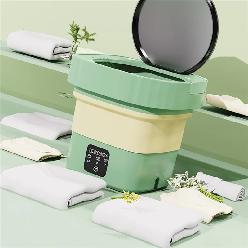 5L Folding Portable Washing Machine with Spin Dryer for Clothes Travel Home  Ultrasonic Underwear Socks Mini Washer 110V 220V - AliExpress