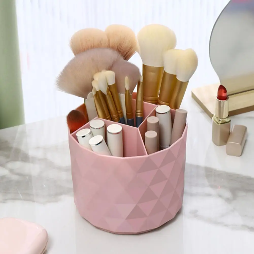 

Pen Holder Portable Desktop Cosmetic Organizer Rotating Multi-compartment Brush Barrel for Makeup Brushes Lipsticks Pens Makeup