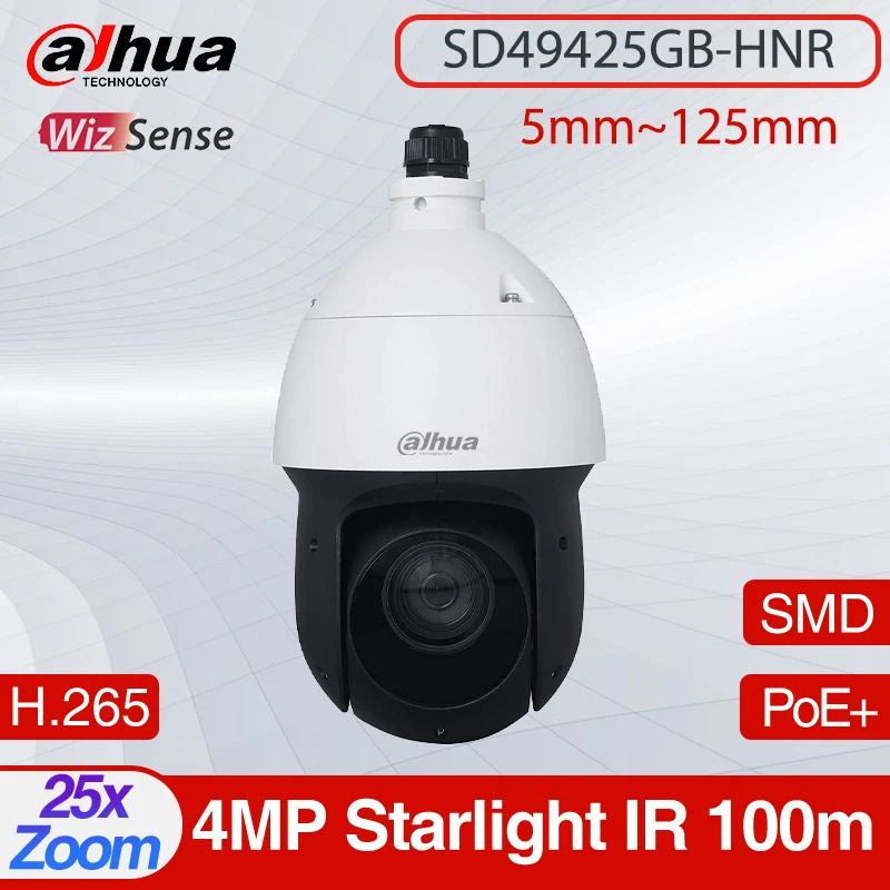 Dahua Sd49425Gb-Hnr Sostituisci Sd49425Xb-Hnr 4Mp 25X Zoom Starlight Ir100M Wizsense Network Ptz Ip Camera Face Detection Ip66 Smd