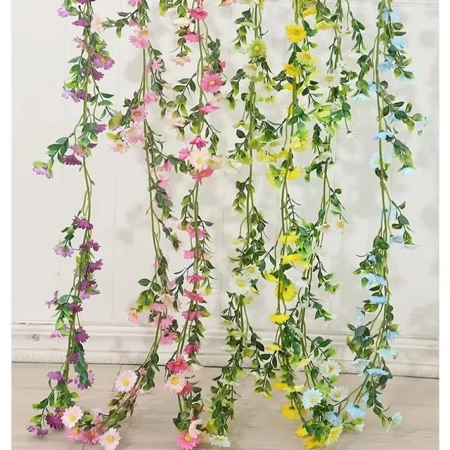 New Simulation Sunflower Daisy Garden Flower Vine Sunflower Fake Flower Rattan Living Room Winding Indoor Decoration Blocking 6