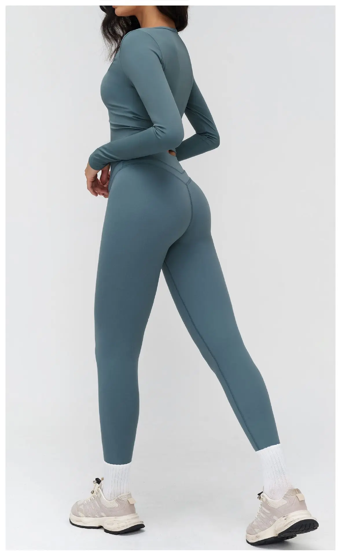 Haut Yoga Femme Manches Longues Col V