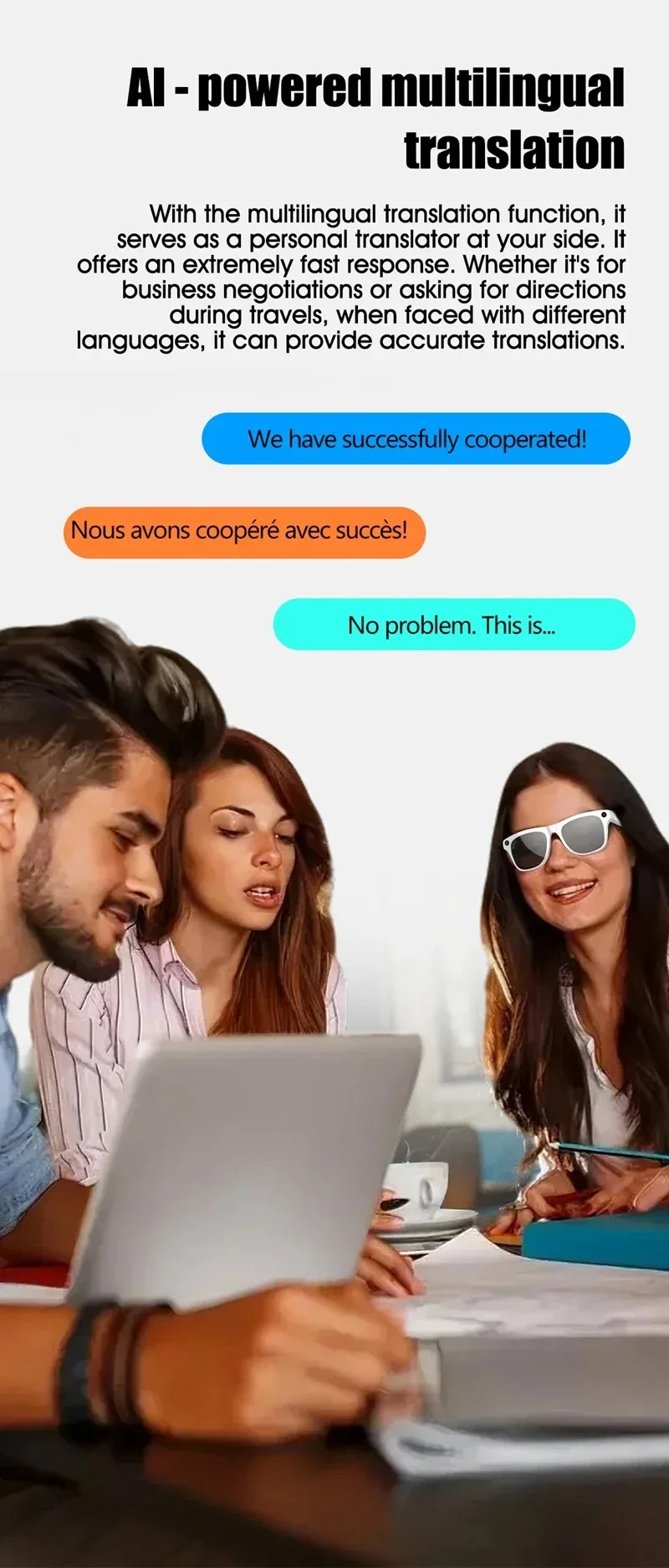Slimme bril met ai-camera bluetooth-bellen en spraakassistent_voghion.com