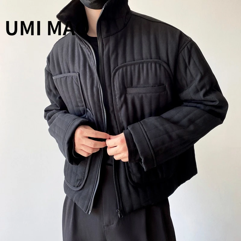 Umi Mao Yamamoto Dark Casual Ascetic Stand-Up Collar Giacca Corta In Cotone Trend Design Semplice Sezione Cappotto Uomo Donna Inverno Y2K
