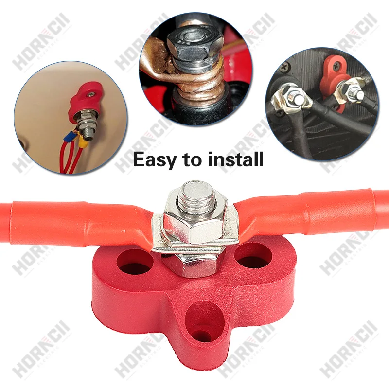 Wire Connectors Busbar Connector Terminal Block Stud M6 M8 M10 DC 48V Busbar Terminal Stud Positive Negative Junction Fixed Wiring Bolt For Truck RV Ship Boat
