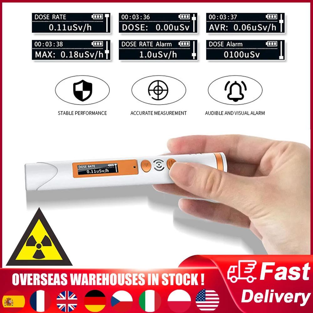 Pen Type Nuclear Radiation Detector X-ray Y-Ray &beta;-Ray Beta Gamma Monitoring Dose Rate Sound Light Alarm Geiger Counter Dosimeter