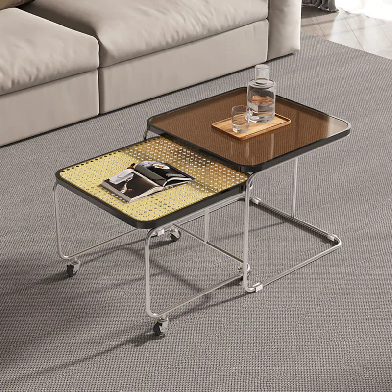 Livingroom Tables Glass Rattan Furniture Sofa Side Small Auxiliary Table Nordic Design Home Movable Extendable Trundle Tea |
