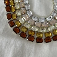 Collier en cristal coloré taillé de luxe pour femme, ensemble de verre rectangulaire, collier de mode simple, Rotterdam 4