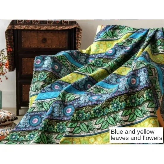 Bohemian Ethnic Printed Cotton Linen Fabric for Tablecloth Costume Dresses Sewing