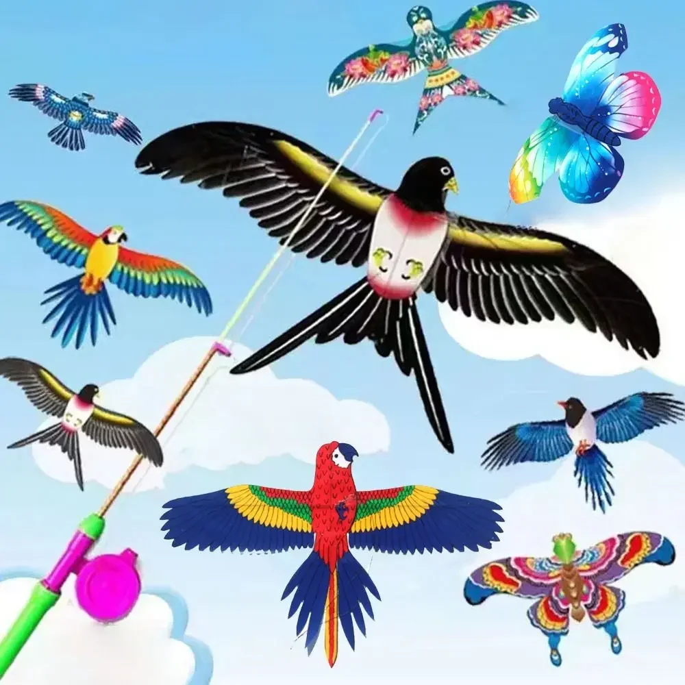 Cartoon Eagle Foldable Children Kite Mini Plastic Toys Kite Without Hand  Brake Fishing Rod Toys for Children Kids Outdoor Toy