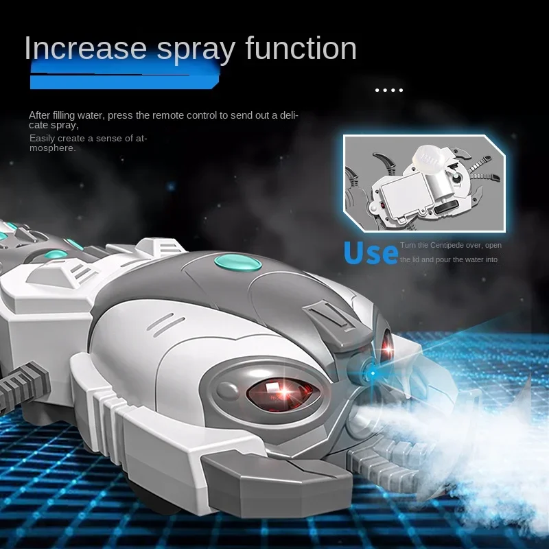 RC Centipede Spray Mist RC Insect  With LED Music Electronic Robot Remote Control Animal Kids Halloween Easter Toys USB Charge 3