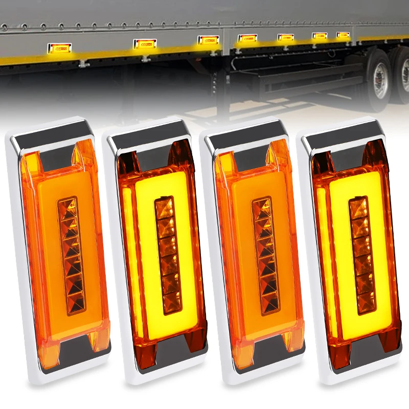 TruckSquareSideLightYellowLEDSideMarkerLight6inchTurnSignal