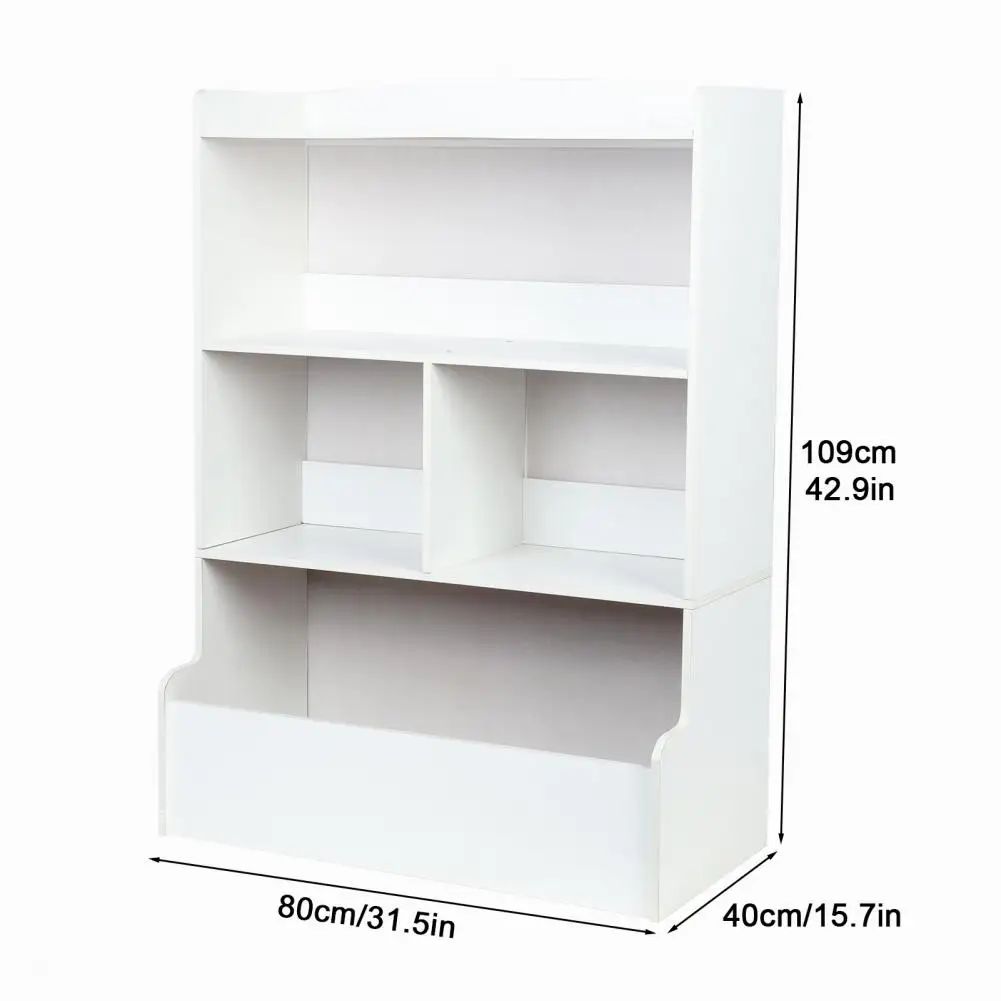 4-Tier Storage Bookcase, Kids Bookshelf, Large Wooden Open Book Shelf, Floor Standing Toy Organizer and Storage Cabinet 6