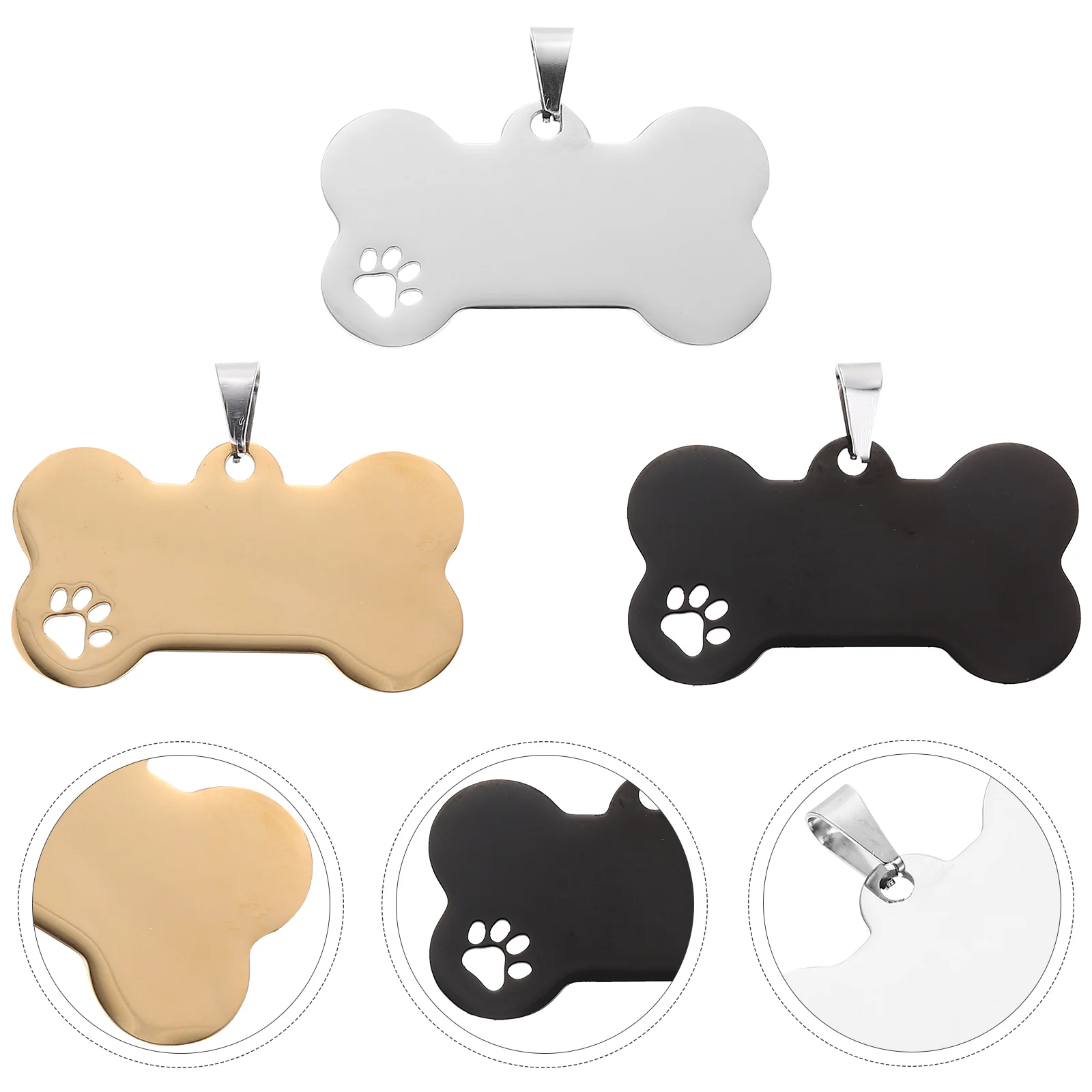 

3 Pcs Pet Listing Dog Blank Engraved Tag Tag Anti-lost Supplies Pendant Engraved Blanks