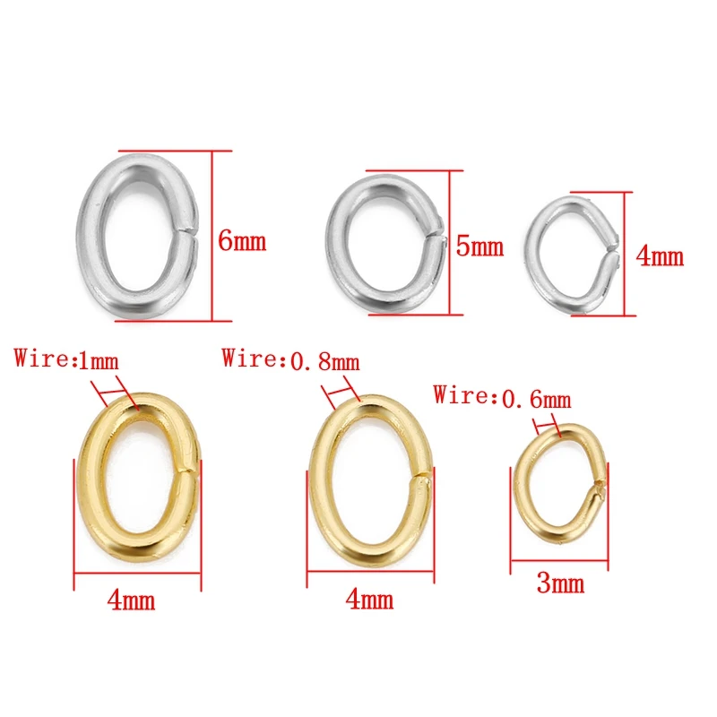 100pcs 4 5 6mm 스테인레스 스틸 강력한 타원형 점프 링 & 분할 링 커넥터 DIY 쥬얼리 만들기 팔찌 목걸이 찾기