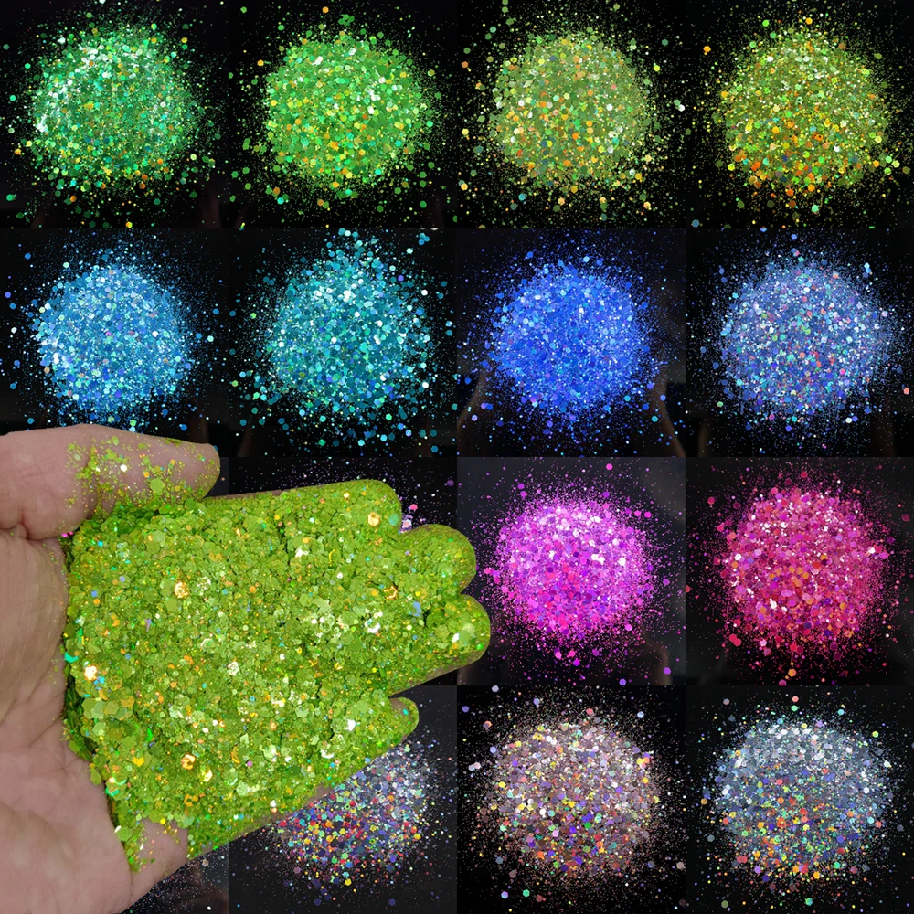 

500g Mix Hexagon Nail Glitter Holo Iridescent Flakes Sequins Bulk Nails/Hair/Body Glitter Sequins Laser Chunky Acrylic Glitter