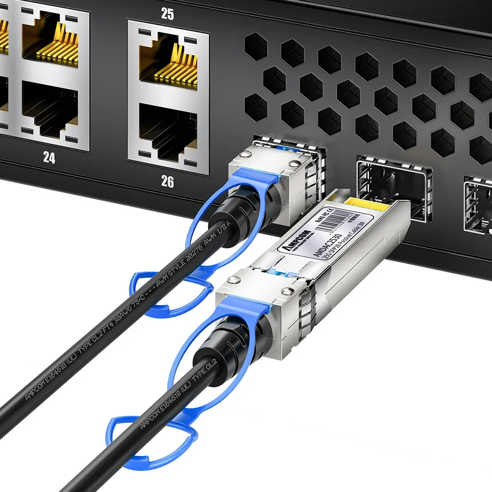 AMPCOM 25G DAC Cable SFP28 Passive Direct Attach Copper Twinax Cable for Cisco Mikrotik Ubiquiti Meraki