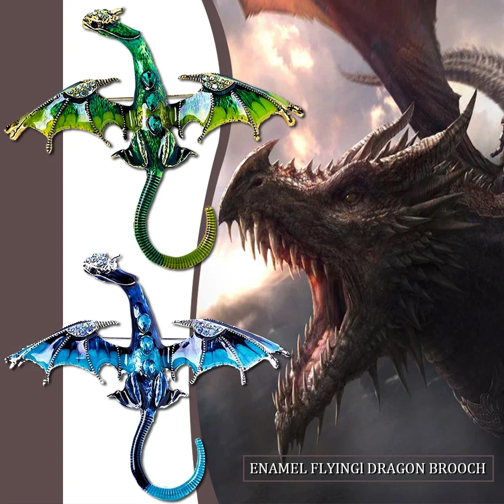 

New Enamel Flying Dragon Brooch Retro Punk Animal Lapel Pins for Women Men Stylish Badges Jewelry Accessories Gift Wholesale