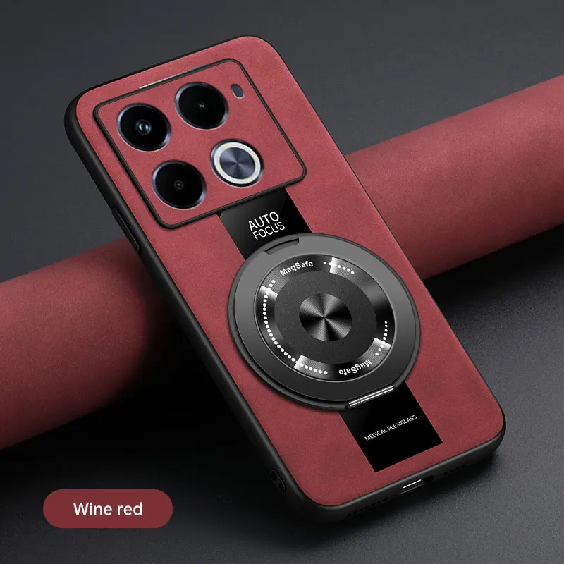 Premium 360 Rotating Magnetic Holder Sheepskin Leather Silicone Back Cover