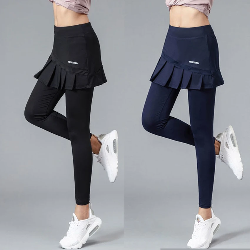 

Women Tennis Skirt Fake two-piece Sports Pants Skirt Female Fast drying fitness Running spring and autumn Yoga Slim Skirt Pants