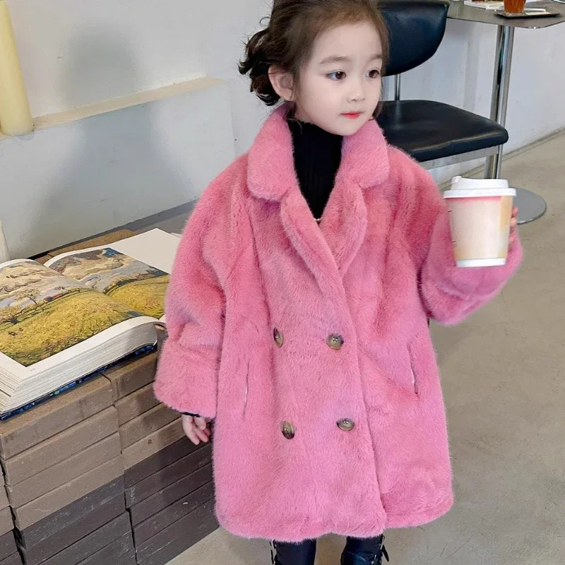 Baby Girls Faux Fur Jackets Children's Faux Mink Fur Clothing