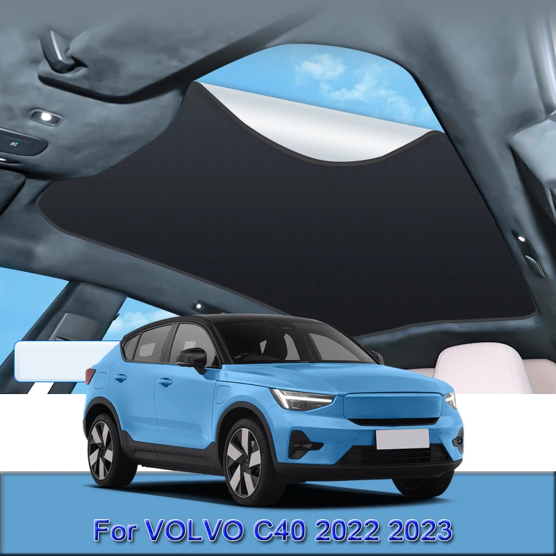 Fit For VOLVO C40 2022 2023 2024 Car Electrostatic Adsorption Sunroof Sunshade Heat Insulation Skylight Sticker Auto Accessories