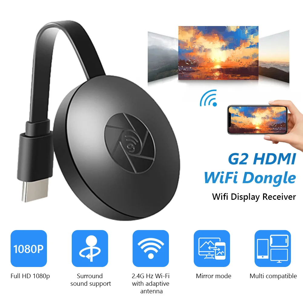 G2 Miracast TV Dongle Wifi Wireless TV Stick Supoort HDMI-Compatible 1080P HD Mirror Screen Display Adapter For IOS Andorid