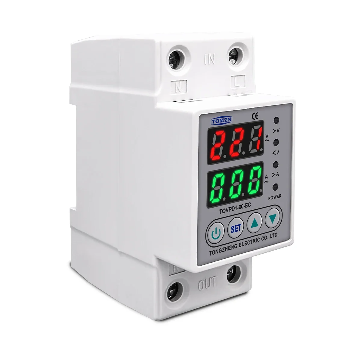 TOMZN DIN Rail 230V Adjustable Over Voltage And Under Voltage Protective Device Protector Relay TOVPD1-63-EC