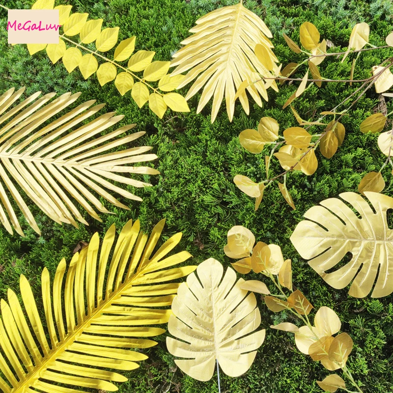 

Artificial Plastic Golden Turtle Back Leaf Wedding Decoration Eucalyptus Scattered Tail Maple Simulated Leaf BirthdayParty Decor
