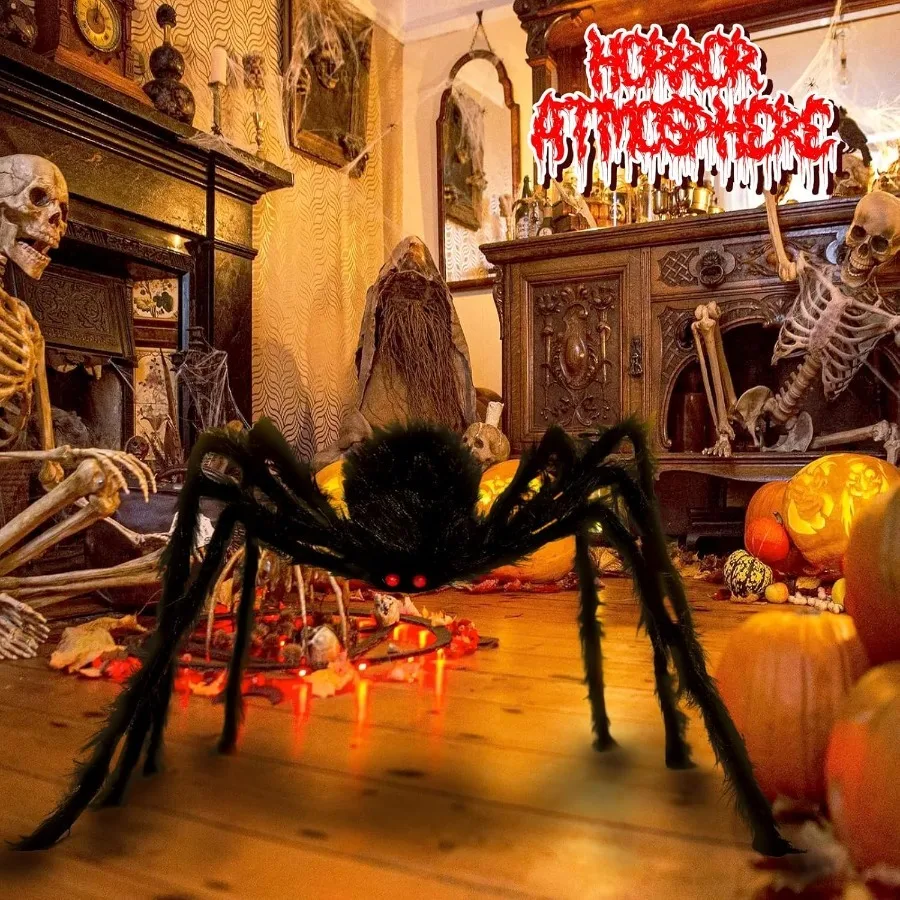 Halloween-Riesenspinnen-Dekorationen, gruselige große Spinnen-Requisiten für Halloween-Dekorationen für Hofpartys im Innen- und Außenbereich – Detail 5