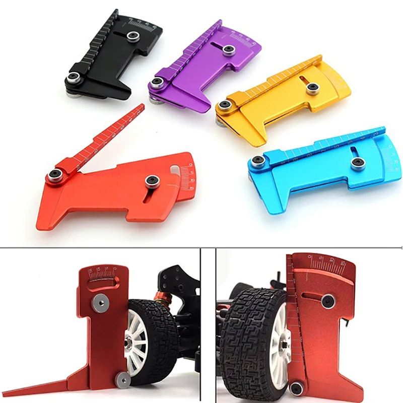 Foldable Alloy Adjustable Ruler Gauge Measure RC Car Height & Wheel Rim Camber 15 degrees Hobby Tools CNC For 1/8 1/10 Tamiya
