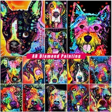 5D Diy Diamond Painting Dogs AB Drill Mosaic Animals Full Round Diamond Embroidery Cats Color Handmade Picture Home Decor Gifts