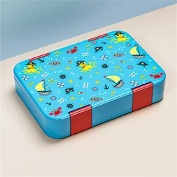 Adorable Pattern Leakproof Kids Bento Lunch Box with Divided Compartments - 1330ml (0069 Blue)